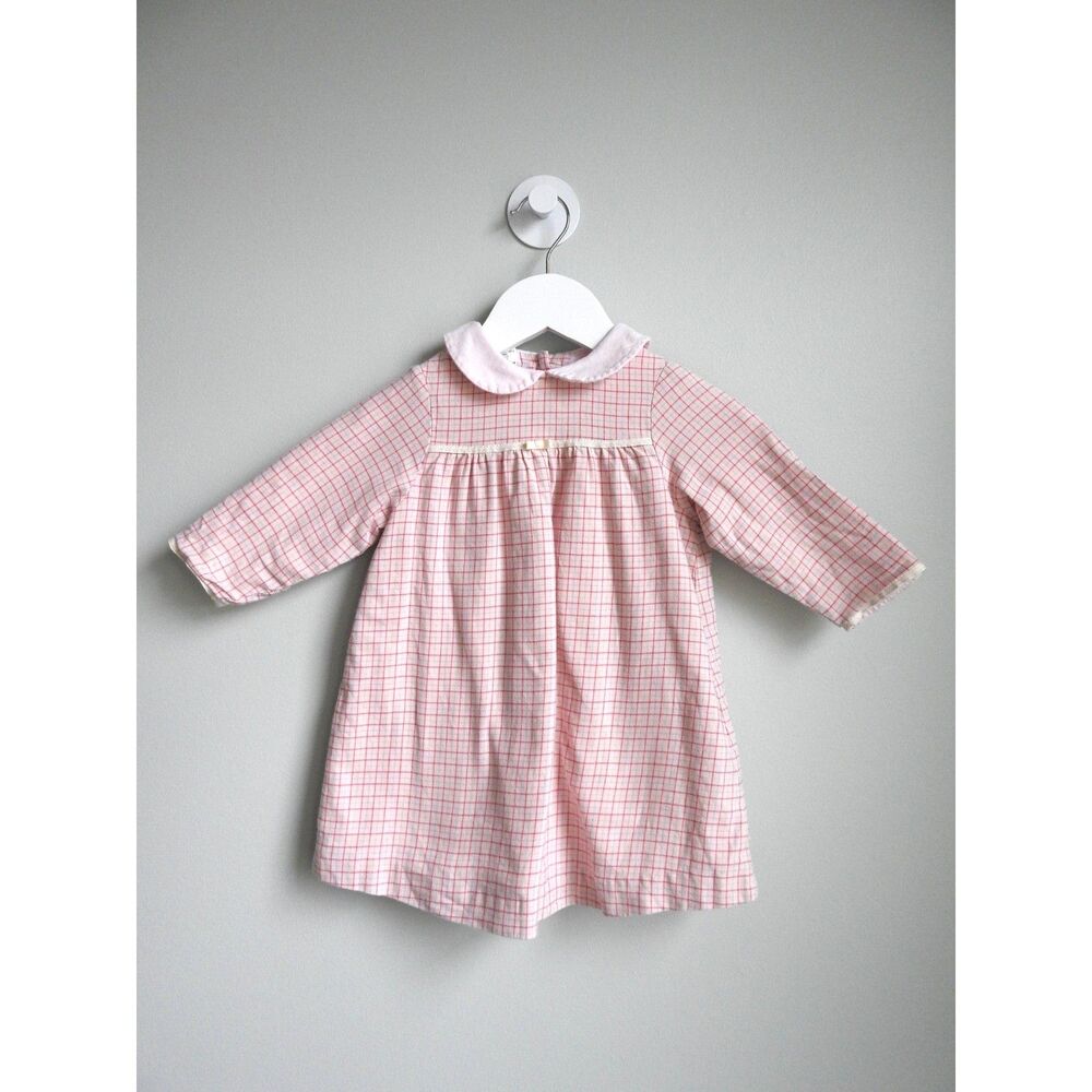 Vintage 80s/90s Jacadi Paris Pink Plaid Dress 12M